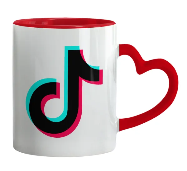 tik tok — Mug heart red handle, ceramic, 330ml