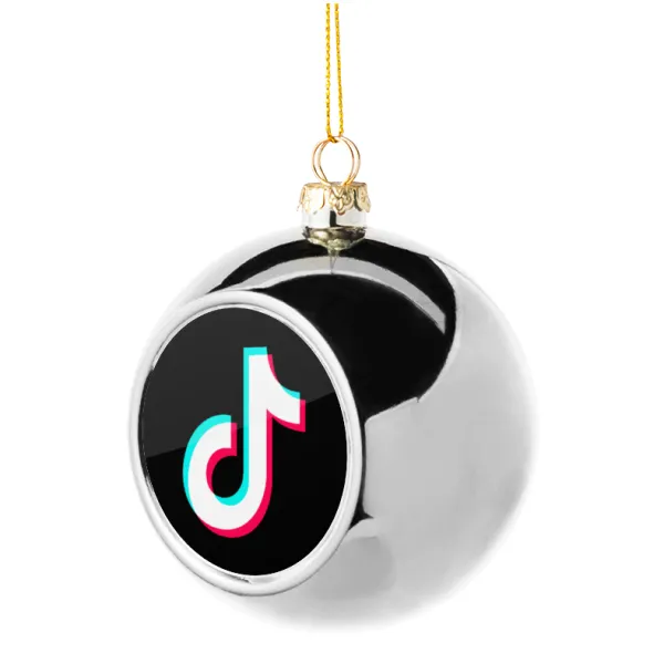 tik tok — Silver 8cm Christmas tree ball ornament