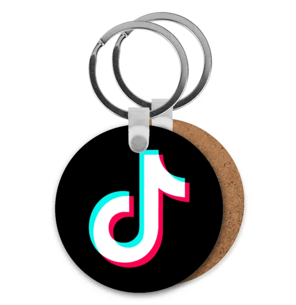 tik tok — Round wooden MDF keychain, Ø5cm