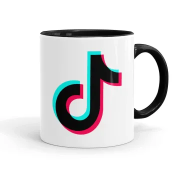 tik tok, Κούπα χρωματιστή μαύρη, κεραμική, 330ml
