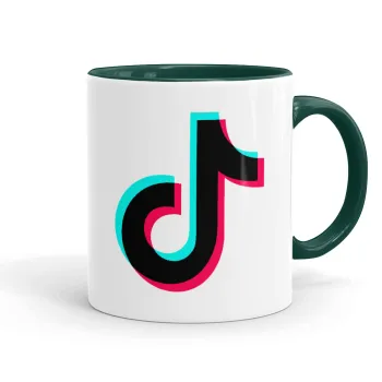 tik tok, Κούπα χρωματιστή πράσινη, κεραμική, 330ml