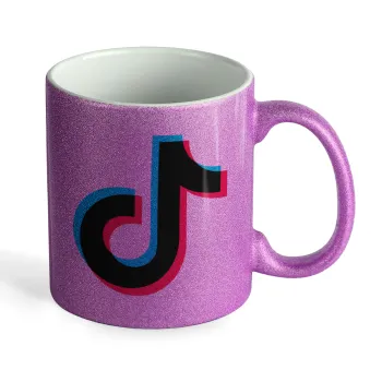tik tok, Κούπα Μωβ Glitter που γυαλίζει, κεραμική, 330ml