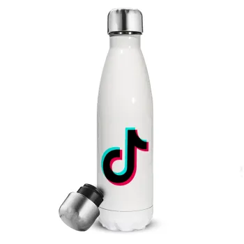 tik tok, Metal mug thermos White (Stainless steel), double wall, 500ml
