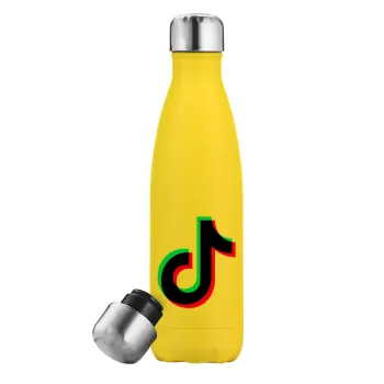 tik tok, Μεταλλικό παγούρι θερμός Κίτρινος (Stainless steel), διπλού τοιχώματος, 500ml