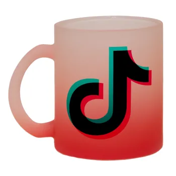 tik tok, Κούπα γυάλινη δίχρωμη με βάση το κόκκινο ματ, 330ml