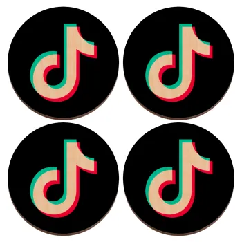 tik tok, ΣΕΤ x4 Σουβέρ ξύλινα στρογγυλά plywood (9cm)