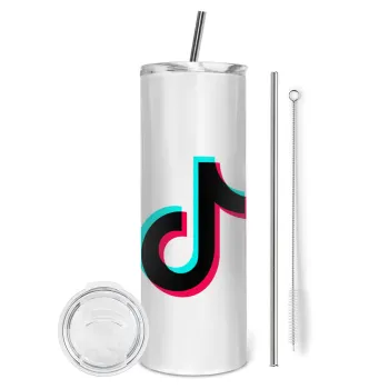 tik tok, Tumbler stainless steel 600ml, with metal straw & cleaning brush