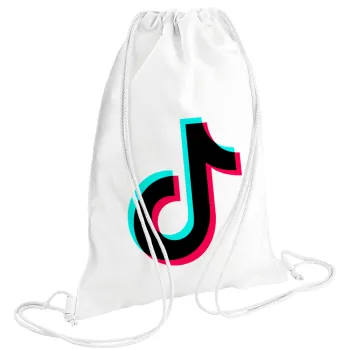 tik tok, Backpack pouch GYMBAG white (28x40cm)
