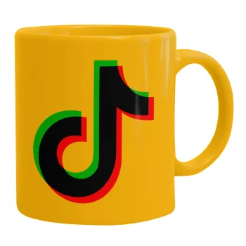 tik tok, Ceramic coffee mug yellow, 330ml