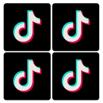 tik tok, ΣΕΤ 4 Σουβέρ ξύλινα τετράγωνα (9cm)