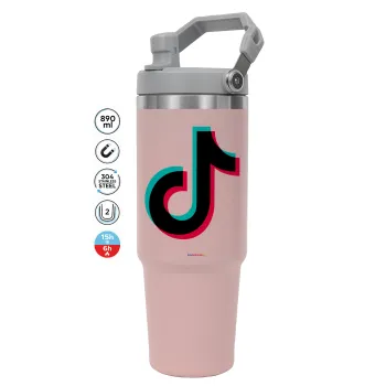 tik tok, Pink color, 890ml (30oz) stainless Steel Tumbler with Handle