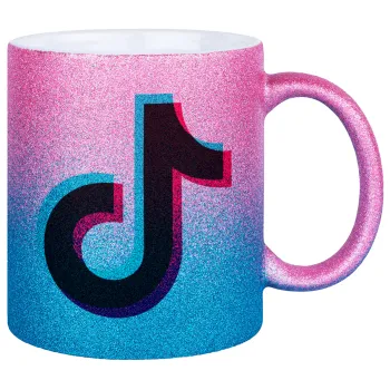 tik tok, Κούπα Χρυσή/Μπλε Glitter, κεραμική, 330ml