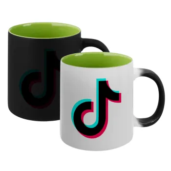 tik tok, Κούπα Μαγική εσωτερικό πράσινο, κεραμική 330ml που αλλάζει χρώμα με το ζεστό ρόφημα