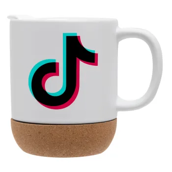 tik tok, Κούπα, κεραμική με βάση φελού και καπάκι (ΜΑΤ), 330ml