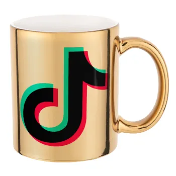 tik tok, Mug ceramic, gold mirror, 330ml