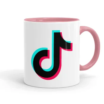tik tok, Κούπα χρωματιστή ροζ, κεραμική, 330ml