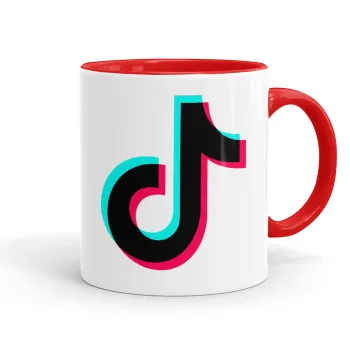 tik tok, Κούπα χρωματιστή κόκκινη, κεραμική, 330ml
