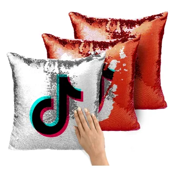 tik tok, Μαξιλάρι καναπέ Μαγικό Κόκκινο με πούλιες 40x40cm περιέχεται το γέμισμα