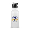 White water bottle with straw, stainless steel 600ml