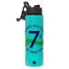 Metallic water bottle with safety lid, 850ml aluminum