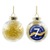 Transparent Christmas tree ball ornament with gold filling 8cm
