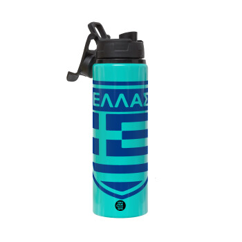 Hellas, Metallic water bottle with safety lid, 850ml aluminum