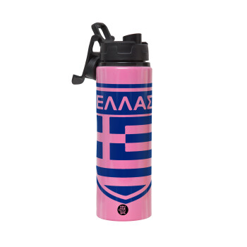 Hellas, Metallic water bottle with safety lid, 850ml aluminum