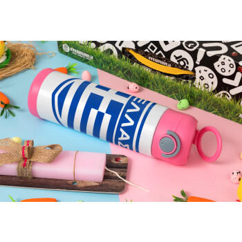 Ελλάς, Πασχαλινή Λαμπάδα με Παιδικό παγούρι θερμό, ανοξείδωτο, με καλαμάκι ασφαλείας, ΡΟΖ (500ml)