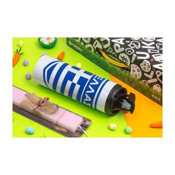 Hellas, Easter candle,Travel Tumbler 2 Lids, with metal straw & cleaning brush & aromatic flat candle (30cm) (PINK)