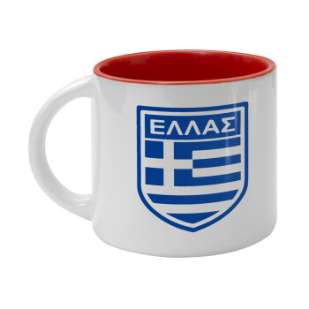 Hellas, Κούπα κεραμική 400ml Λευκή/Κόκκινη
