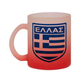 Ελλάς, Κούπα γυάλινη δίχρωμη με βάση το κόκκινο ματ, 330ml