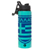 Metallic water bottle with safety lid, 850ml aluminum