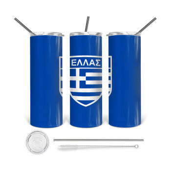 Hellas, 360 Eco friendly stainless steel tumbler 600ml, with metal straw & cleaning brush