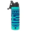 Metallic water bottle with safety lid, 850ml aluminum