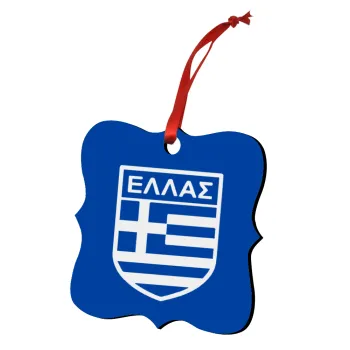 Ελλάς, Στολίδι Χριστουγεννιάτικο στολίδι polygon ξύλινο 7.5cm