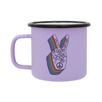 Peace Love Joy, Κούπα Μεταλλική εμαγιέ ΜΑΤ Light Pastel Purple 360ml