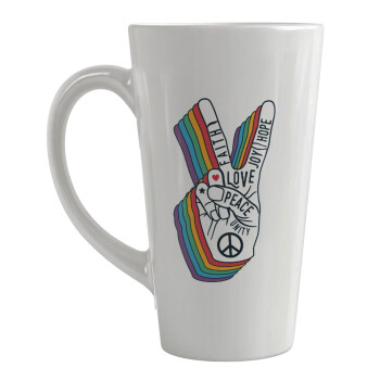 Peace Love Joy, Κούπα κωνική Latte Μεγάλη, κεραμική, 450ml
