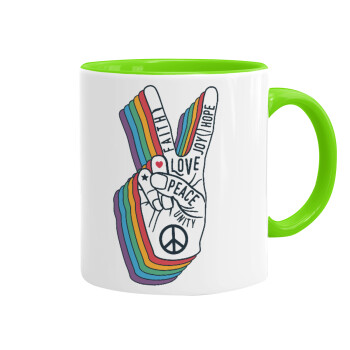Peace Love Joy, Κούπα χρωματιστή βεραμάν, κεραμική, 330ml