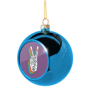 Peace Love Joy, Χριστουγεννιάτικη μπάλα δένδρου Μπλε 8cm