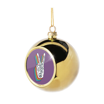 Peace Love Joy, Χριστουγεννιάτικη μπάλα δένδρου Χρυσή 8cm