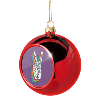 Peace Love Joy, Χριστουγεννιάτικη μπάλα δένδρου Κόκκινη 8cm