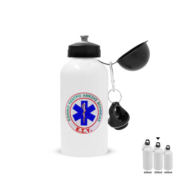 ΕΚΑΒ, Metal water bottle, White, aluminum 500ml