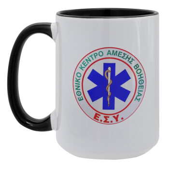 ΕΚΑΒ, Κούπα Mega 15oz, κεραμική Μαύρη, 450ml