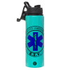 Metallic water bottle with safety lid, 850ml aluminum