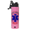 Metallic water bottle with safety lid, 850ml aluminum