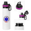 Metallic water bottle with safety lid, 850ml aluminum