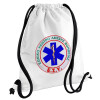 Backpack pouch GYMBAG white, with pocket (40x48cm) & thick cords
