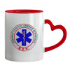 Mug heart red handle, ceramic, 330ml