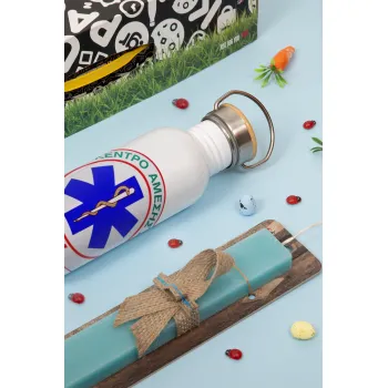 ΕΚΑΒ, Πασχαλινή Λαμπάδα με παγούρι μεταλλικό (620ml, stainless steel) & κερί αρωματικό πλακέ (30cm) (ΤΙΡΚΟΥΑΖ)