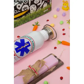 ΕΚΑΒ, Πασχαλινή Λαμπάδα με παγούρι μεταλλικό (620ml, stainless steel) & κερί αρωματικό πλακέ (30cm) (ΡΟΖ)